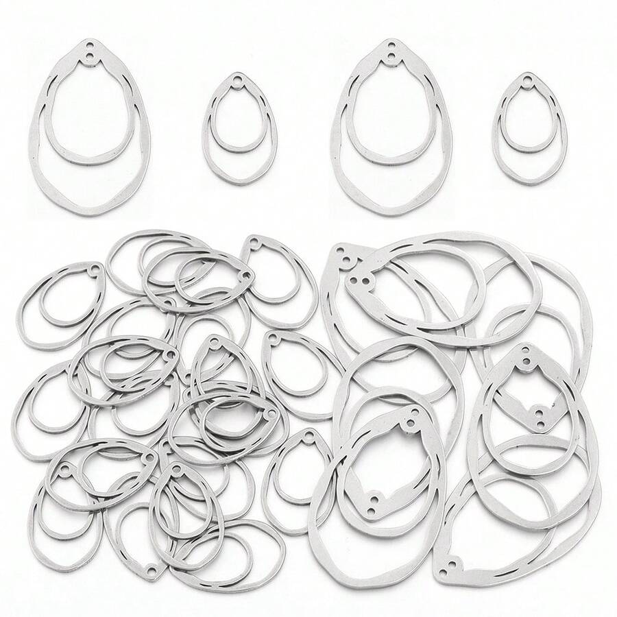 10个不锈钢镂空水滴吊坠，简约时尚精致镂空吊坠，手链项链耳环DIY饰品制作配件