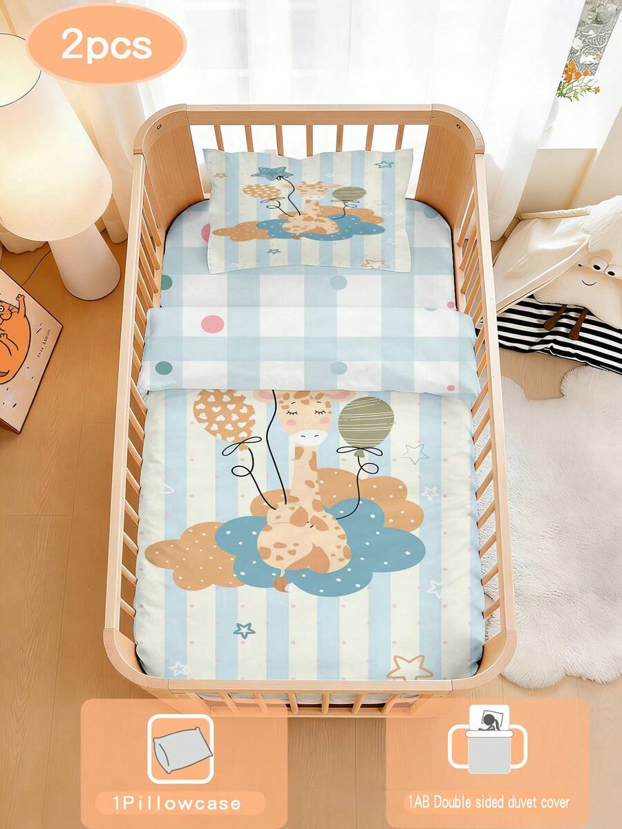 1 Bộ Chăn Ga Giường Cho Bé, Bộ Ga Chăn Bé Họa Tiết Hươu Cao Cổ và Bóng Bay, Làm Từ Chất Liệu Polyester In Kỹ Thuật Số, Bộ Ga Chăn Nhiều Kích Cỡ Có Thể Đảo Mặt, Thích Hợp Làm Quà Tặng Ngày Lễ Cho Bé, Trang Trí Giường Cũi Phòng Ngủ, Sử Dụng Cả Năm - Nhiều màu - Xem 1