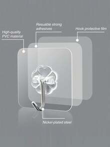 12个自粘挂钩，50磅透明免打孔挂钩，强力亚克力粘钩，重型墙钩，最大承重8公斤，适用于浴室、厨房、客厅 - 查看 7