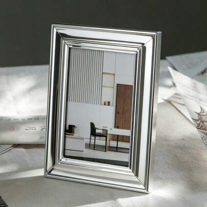 Khung ảnh kim loại mạ bạc 6", 7", 8", viền nhiều lớp tối giản, có thể trưng bày theo chiều dọc và ngang, khung ảnh trang trí hiện đại.