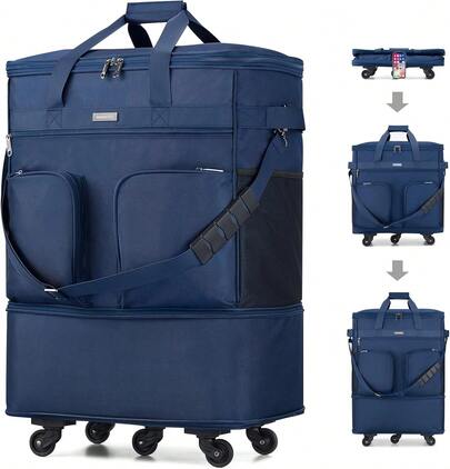 Hanke Bolsa de equipaje plegable expandible, plegable, bolsa de equipaje de viaje, bolsa de lona para hombres y mujeres, maletas ligeras, Versión de actualización de café, Bolsa de equipaje expandible