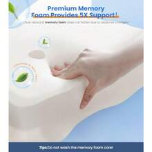 Almohada ultra de alivio del dolor con enfriamiento para soporte de cuello almohada cervical ajustable para dormir cómodamente almohadas de espuma viscoelástica con contorno ergonómico sin olor - Gris - Ver 6