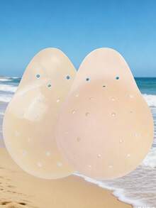 1对透气硅胶乳贴，可重复使用隐形乳垫，贴合肌肤的粘性乳贴，适用于露背婚纱和夏季服装 - 彩色 - 查看 7