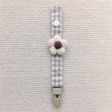 1个布艺格纹花卉塑料奶嘴夹，婴儿奶嘴带固定器 - 布藝小花朵奶嘴鏈 - 查看 6