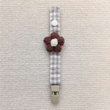 1个布艺格纹花卉塑料奶嘴夹，婴儿奶嘴带固定器 - 布藝小花朵奶嘴鏈 - 查看 11