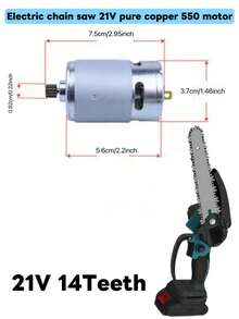 Motor 21V 14 Gigi, Motor 550, Motor Gergaji Tangan Tunggal Bertenaga Lithium, Gergaji Rantai Listrik, Motor Gergaji Mini 02239, Gergaji Portabel, Desain Ringkas, Motor Performa Tinggi, Sumber Daya Andal, Penghobi, Pekerja Luar Ruangan - Beraneka warna - View 8