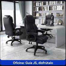 Silla de computadora premium con función de reclinación total, reposapiés integrado, masaje lumbar opcional y asiento con núcleo de látex natural para máxima comodidad; respaldo alto con forma arqueada, brazos acolchados, ajuste neumático de altura y base metálica cromada de alta resistencia, diseñada para combinar productividad, relajación y estilo en entornos profesionales o domésticos. - Negro - Ver 3