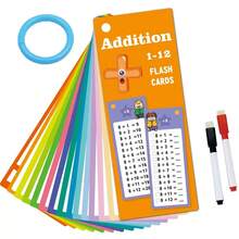 15 piezas Tarjetas didácticas de matemáticas del 1 al 12, herramienta de autoaprendizaje de matemáticas, manipulativos Montessori de matemáticas, conjunto de suma, resta, multiplicación y división - Multicolor - Ver 12