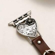 1 pieza Correa de reloj con forma de caballo/corazón retro, material de cuero sintético con hebilla plegable, compatible con Apple Watch de 38mm-49mm Series - Sin Molde - Ver 7