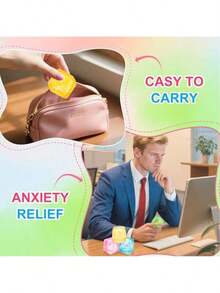 Bộ 1/2/3/4/6 món đồ chơi cảm giác giúp giảm lo âu và căng thẳng, phù hợp cho người tự kỷ và ADHD, bóng giảm căng thẳng đàn hồi chậm, đồ chơi bóng vuông, giúp bạn thư giãn và giữ bình tĩnh. - Màu xanh nhạt - Xem 5