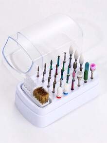 30-Hole Nail Drill Bit Holder, Matte Polishing Bit Display & Organizer, 2-In-1 Nail Drill Bit Brush - Multicolor - View 4