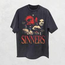 Sinners Movie T-Shirt 9BGA - 黑色 - 查看 1