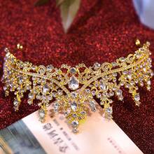 新款巴洛克宫廷风格高端新娘皇冠头饰，与婚纱完美搭配 - 金色 - 查看 2