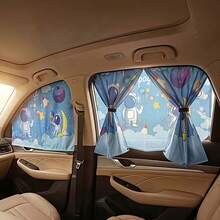 Magnetic Retractable Car Sun Shade Curtain - Multicolor - View 3