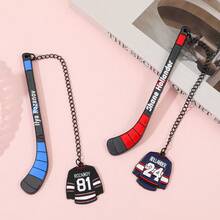 Ice Hockey Match Showdown Metal Alloy Compact Bookmark - Ice Hockey Stick & Jersey Pendant Design, Suitable For Female Ice Hockey Sports & Novel Lovers - Color - View 6