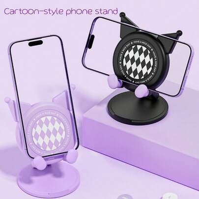 Soporte plegable y giratorio para teléfono portátil y lindo, soporte de escritorio para estudiantes para selfies y transmisión en vivo, soporte plegable y giratorio para teléfono creativo con dibujos animados, altura ajustable, plegable, soporte cómodo, manos libres, adecuado para regalos de vacaciones, cumpleaños y regreso a la escuela