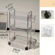 High-Value Transparent Acrylic Storage Cart, Multi-Layer Movable Household/Beauty Salon Snack Trolley Rack - Multicolor - View 5
