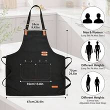 Chef Aprons Men Women With Pockets, Adjustable Aprons U2013 Durable Canvas Construction With 2 Roomy Pockets, Versatile Coffee Shop Service, Crafting Pro Restaurant Use - Initial - View 2