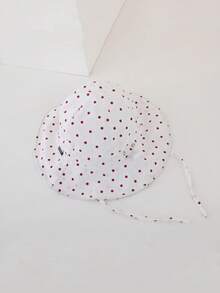1pc Baby Kids Wide Brim Sun Protection Bucket Cap, Polka Dot Bucket Hat With Chin Strap For Summer Outdoor Beach Vacation & Travel - Polka Dot Fisherman's Hat - View 9