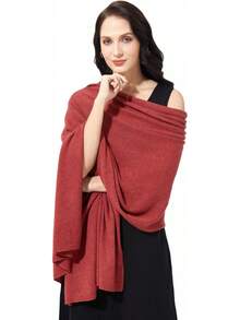 Soft Cashmere Blend Wrap Scarf For Travel, Extra Large 87"X28" - 老紅 - 查看 1