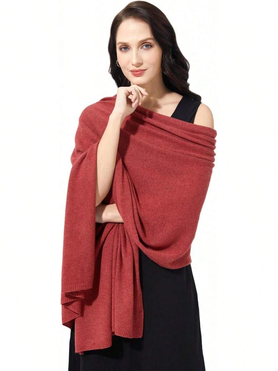 Soft Cashmere Blend Wrap Scarf For Travel, Extra Large 87"X28" - 老紅 - 查看 1
