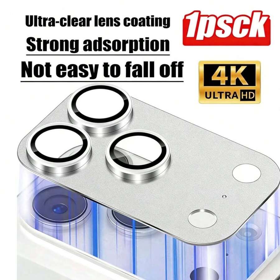 XINHONGYU Alloy Tempered Glass Metal 17 Pro Max/17 Pro Single Camera Lens Protector Film [Strong Adhesive] [Anti-Crack] Rear Camera Screen Protector Silver Spring Birthday Gift - Silver - View 1