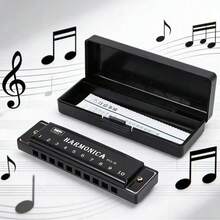 1pc 10-Hole Copper Core Blues Harmonica, Beginner Practice Musical Instrument - Black - View 6