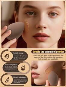 10PCS Makeup Tools Set Including:4PCS Makeup Sponges+2PCS Air Cushion Powder Puff+2PCS Triangle Powder Puffs+2PCS Mini Air Cushion Powder Puffs - Coffee Brown - View 4