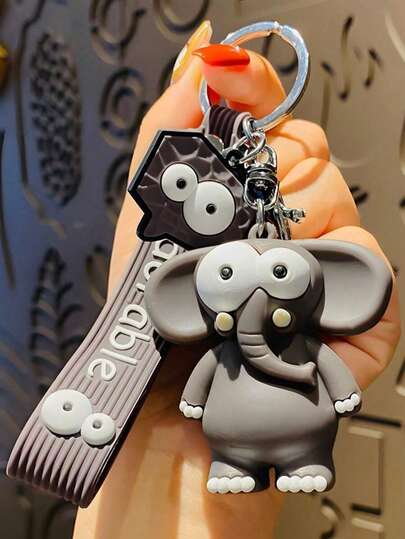 1pc Funny Ugly Cute Elephant Keychain, Adorable Cartoon Car Key Chain, Bag Pendant Accessory, Car Accessories, Backpack Decor, Gothic Y2k Halloween Christmas Gift, Creative Bag Accessory, Lanyard, ID Card Holder, Car Accessories