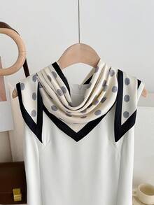 1 chiếc khăn choàng cổ bằng polyester chấm bi thanh lịch, phụ kiện trang trí đa năng cho mọi mùa, đi biển, nghỉ lễ. - #2 Trắng ngà - Xem 5