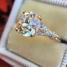 1枚女士订婚戒指，3.4克纯银四爪镶嵌合成立方氧化锆结婚戒指，高端珠宝 - 銀色 - 查看 1