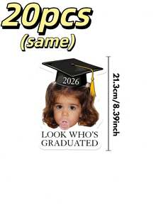 Customizable Hand-Held Sign, Personalized With Individual Photos And 2026 Graduation Cap Design, Cute And Fun Style, Suitable For Graduation And Back To School Seasons, High-Quality Graduation Party, Classroom Decor, Family Gathering And Graduation Gift Photo Props, Wedding - Multicolor - View 14