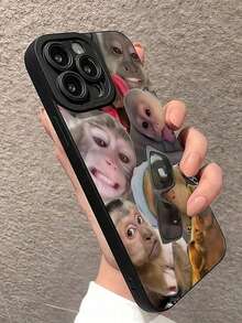 Expression 1pc Creative Monkey Pattern Matte Full Coverage TPU Phone Case, Compatible With Iphone17 16 15 14 13 12 11promax, Series - Multicolor - View 2