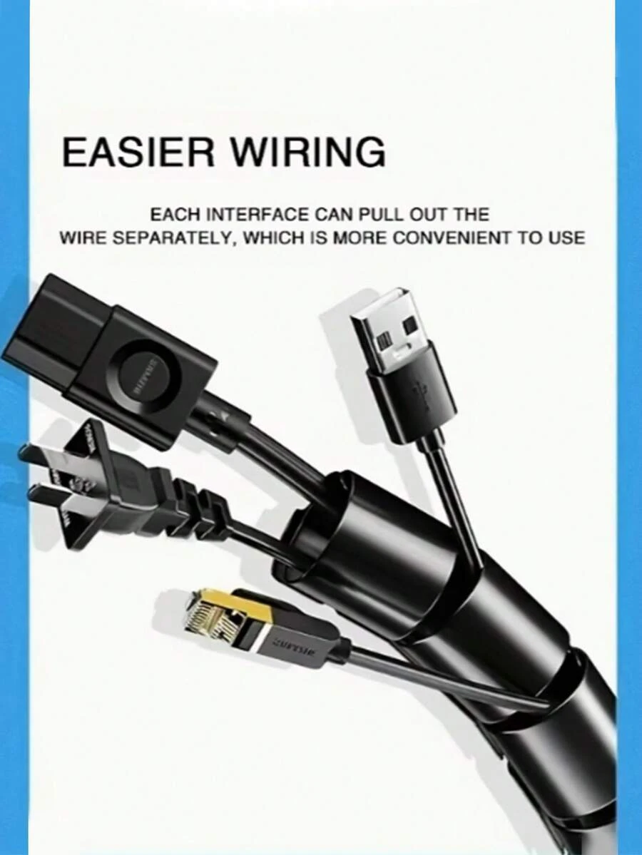 1 Roll 1M New Computer Cable Protection Tube. Network Cable Protective Sleeve, Anti- Cable Management Tube, Cable And Wire Organizer For Computer And Automotive - A - View 1