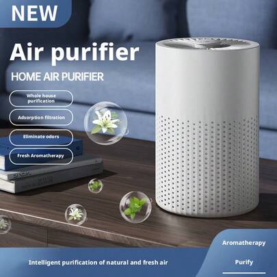 这款家用高效空气净化器配备香氛海绵，旨在消除办公室、客厅和卧室的异味。它尤其适合吸烟者，能够有效去除灰尘、花粉和宠物皮屑，还可以作为车载空气清新剂，适用于卧室和办公室等各种环境。