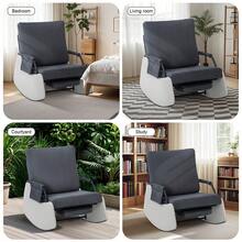 Silla reclinable mecedora para adultos, moderna silla reclinable tapizada de felpa con bolsillo lateral - Gris Oscuro - Ver 7