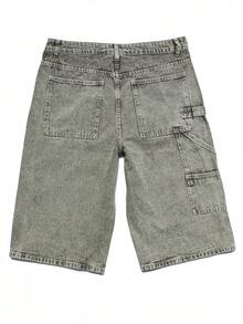 Pantalones cortos vaqueros tipo capri de estilo urbano para hombres - Marrón Mocha - Ver 5