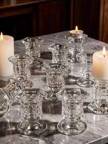 1 件/1 套玻璃烛台/烛架/烛台,温馨透明玻璃烛台,适用于节日聚会、家居装饰、乔迁礼物、餐桌中心摆件、下午茶摆设、儿童派对装饰、婴儿房装饰、宠物友好型家居装饰、窗台展示、书架装饰、玄关桌装饰、户外露台装饰、烛光瑜伽等场合。 - 多色 - 查看 2