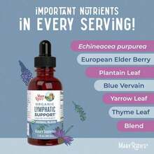Lymphatic Support Herbal Blend Liquid Drops - USDA Organic Lymphatic Cleanse - Echinacea & Elderberry - Blue Vervain - Vegan - 30 Servings - 其他的 - 查看 8