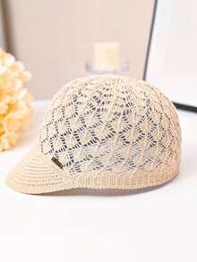 冰丝纤维面料女士帽子，女士贝雷帽，镂空新款春夏棒球帽，小众群体，适合头围较小的女性 - 彩色 - 查看 7