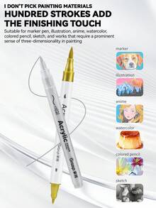 New High-Capacity Highlighter Markers, Classic Gold, Silver, And White Colors, Suitable For Different Styles And Subjects, Durable Tip With Smooth, Uniform Ink Flow, Excellent Color Coverage, Waterproof And Fade-Resistant, Ideal For Illustrations, Anime, Watercolor, Colored Pencil, And Sketches Requiring Enhanced Dimensionality. - Sets - View 6
