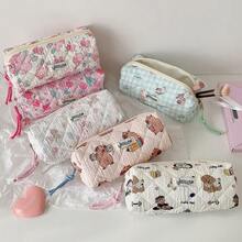 1个卡通动物绗缝铅笔盒，学生文具收纳袋，女生旅行化妆包 - 筆袋 - 查看 3