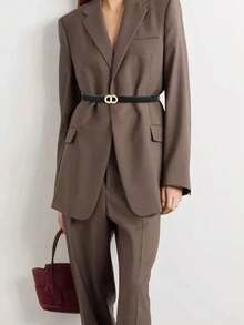 Minimalist Solid Color Casual Retro PU Belt, Women's Style, Suitable For Pairing With Jeans And Skirts, 2.8 Cm Wide, Ideal For Autumn, Late Autumn, And Halloween - 110厘米/43.31英寸 - 查看 2