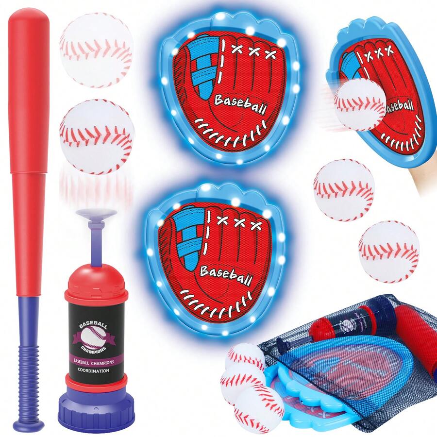 Gifts2U Baseball Toss And Catch Game Set - Indoor Outdoor Sports Toy With 2 Catch Paddles, 3 Sticky Balls, Baseball Bat, Pitching Machine And Storage Bag, Perfect For Backyard Fun Family Games - Multicolor - View 1