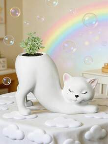 无尾猫造型多肉植物花盆，可爱陶瓷猫咪花盆，动物主题家居装饰花盆，新奇陶瓷盆栽植物盆，理想礼物，可爱办公桌摆件，房间和家居装饰玻璃花瓶 - A - 查看 12