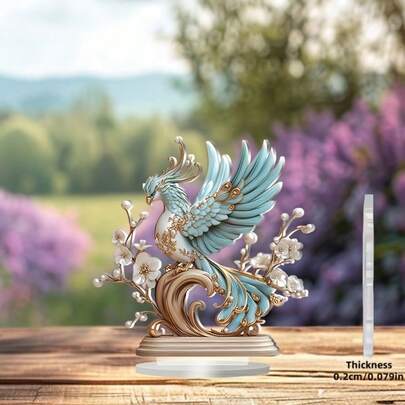Tượng Phượng Hoàng Phong Cách Bohemian 2D phẳng - Tác phẩm điêu khắc trang trí bằng pha lê acrylic đa năng theo chủ đề giả tưởng, phù hợp với phong cách trang trí Bohemian trong nhà, văn phòng hoặc quán cà phê, món quà lý tưởng cho Ngày Valentine, Ngày của Cha, Ngày của Mẹ, Lễ Phục Sinh, thiết kế phẳng 2D.