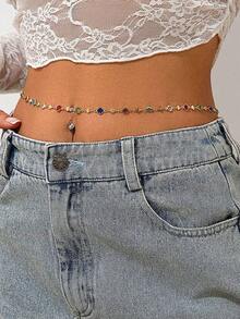 1pc Bohemian Style Colorful Beaded Body Chain For Women, Alloy Waist Chain Belly Jewelry, Versatile For Party, Vacation, Beach, Photography, Daily Wear & Gift Giving - Nhiều màu - Xem 3