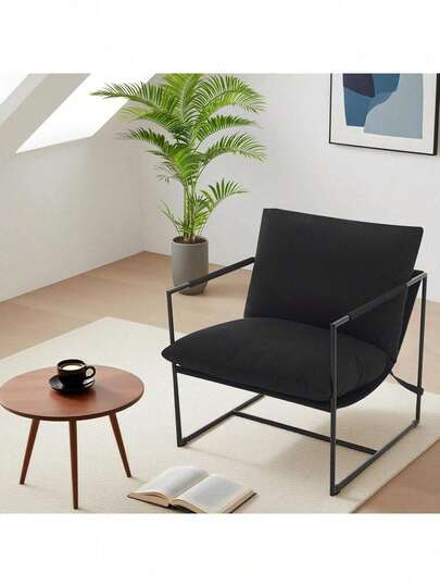 Silla de Accento para Sala de Estar, Silla tapizada con Tela Duradera con marco de metal moderno, Silla de salón de tela de corduro/lino para el dormitorio, Sala de estar, Sala de lectura