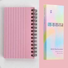 Tear-Off Notepad, Spiral Notebook, Word Notebook + 5pcs Ombre Black Ballpoint Pens - Multicolor - View 1