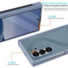 VIETAO Business Built-In Pen Mobile Phone Case Compatible With Samsung Galaxy Fold7 Fold6 Fold5 Fold4 Fold 7 6 5 4 Faux Leather Full Cover Cases - Blue-gray - View 2